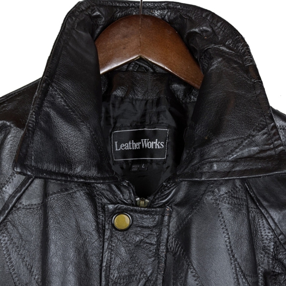 Vintage Patchwork Leather Bomber Jacket - image 2